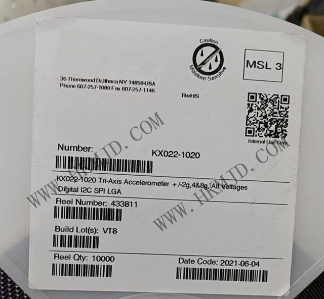 運(yùn)動(dòng)傳感器_KX022-1020_加速計(jì) X，Y，Z 軸 ±2g，4g，8g 0.39Hz ~ 800Hz 12-LGA